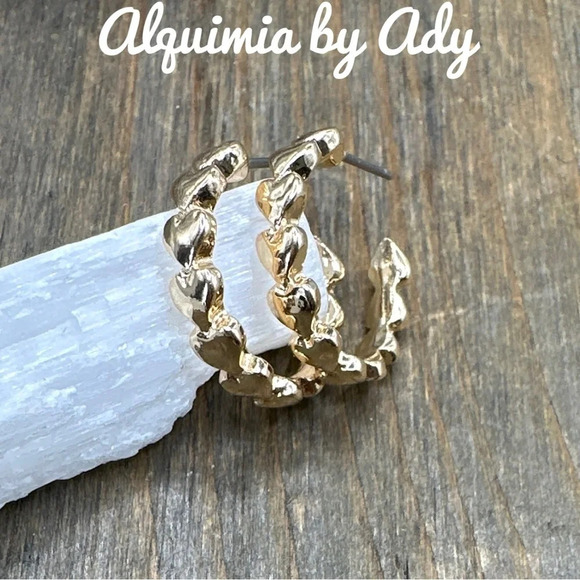 Gold steel medium statement hoops Miami style/fashion jewelry - Picture 1 of 6